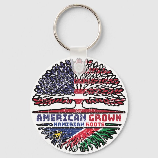 Namibia Namibian American USA Tree Roots Flag Keychain (Front)