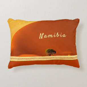 Namibia red dunes of Sossusvlei photo with text Accent Pillow