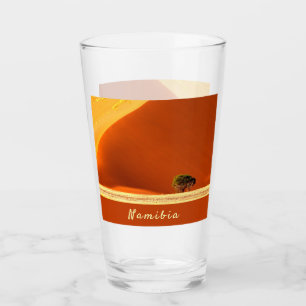 Namibia red dunes of Sossusvlei photo with text Glass