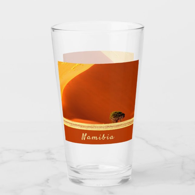 Namibia red dunes of Sossusvlei photo with text Glass (Front)