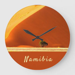 Namibia red dunes of Sossusvlei photo with text Large Clock