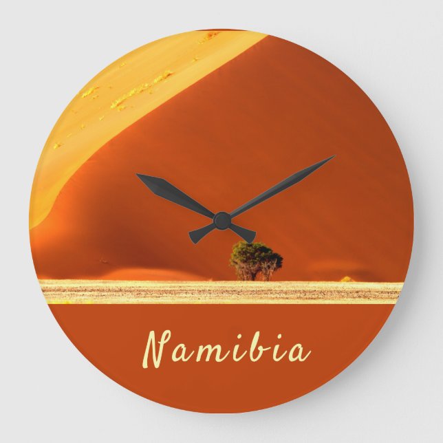 Namibia red dunes of Sossusvlei photo with text Large Clock (Front)