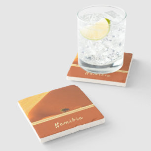 Namibia red dunes of Sossusvlei photo with text Stone Coaster