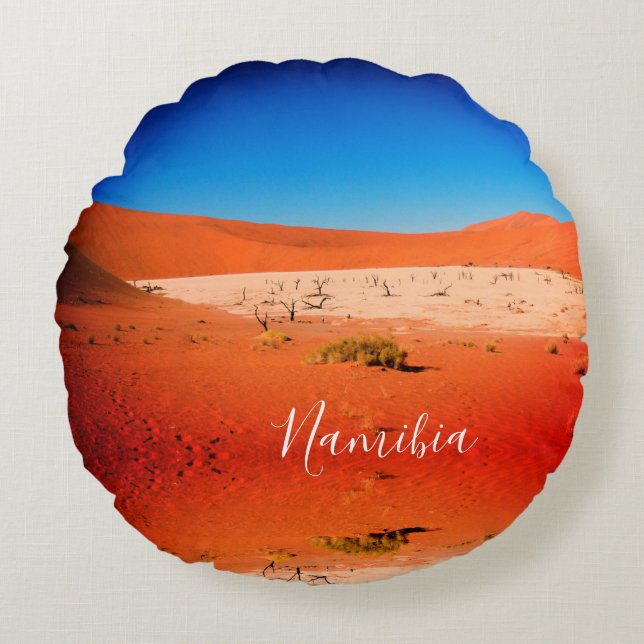 Namibia Sand Dunes Landscape Sossusvlei Round Pillow (Front)
