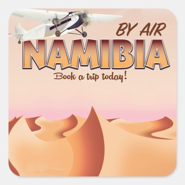 Namibia vintage flight poster. square sticker (Front)