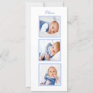 Naming Celebration Photo Baby Blue Invitation