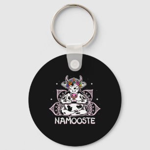 Namooste Meditating Cow Yoga Meditation Namaste Keychain