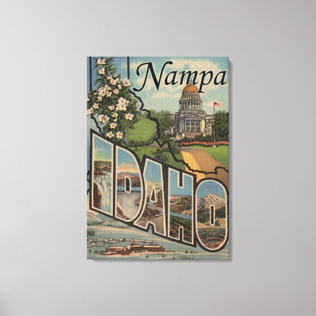 Nampa, IdahoLarge Letter ScenesNampa, ID Canvas Print (Front)