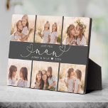 Nan Modern Heart Script Photo Collage Love Plaque<br><div class="desc">Love you Nan: Great custom photo gift for grandparents, Valentine's Day, Mother's Day, or the Holidays: This modern photo plaque is easy to customize with your 6 favourite photos. The text below can be personalized to read the name of the child or family member as well as the text above...</div>