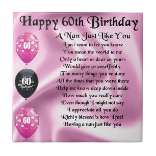 Nan Poem - 60th Birthday Tile