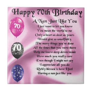 nan poem - 70th Birthday Tile