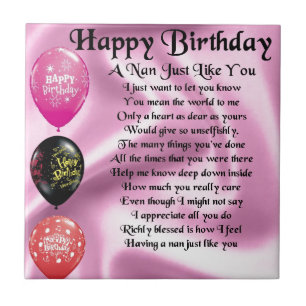 Nan Poem  -  Happy Birthday Tile