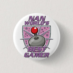 Nan World's best gamer retro logo 1 Inch Round Button