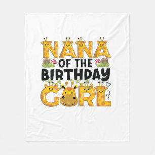 Nana 1st Birthday Girl Giraffe Theme Party Zoo Saf Fleece Blanket