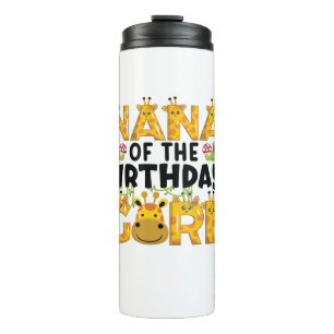 Nana 1st Birthday Girl Giraffe Theme Party Zoo Saf Thermal Tumbler