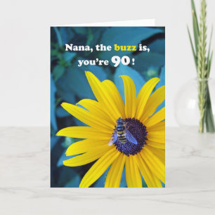 Nana 90th Birthday with Bee on Flower Card