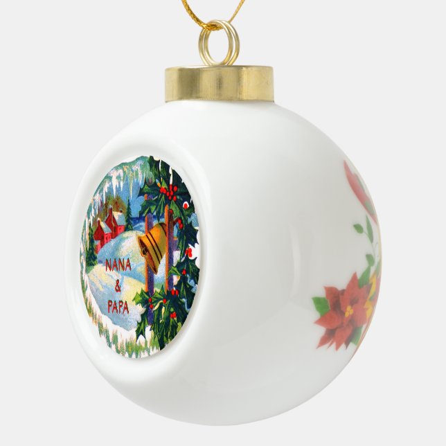 NANA And PAPA Christmas Bells Ceramic Ball Christmas Ornament (Right)