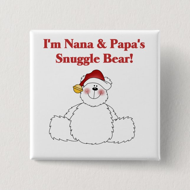 Nana and Papa's Snuggle Bear T-shirts and Gifts 2 Inch Square Button (Front)