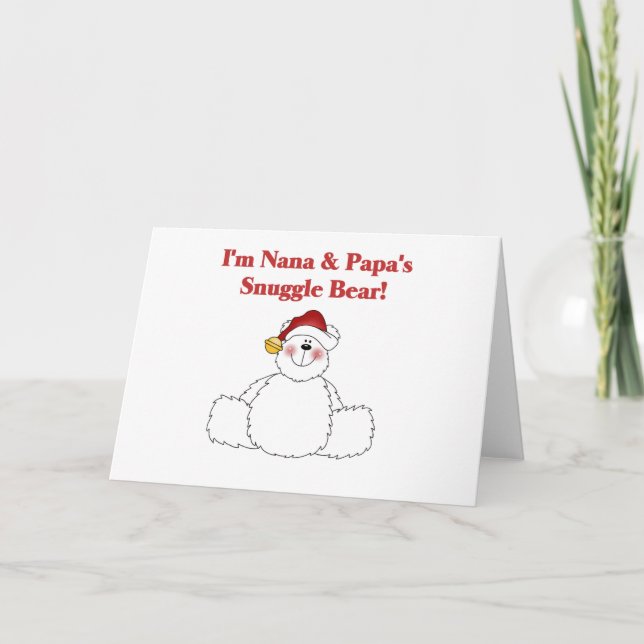 Nana and Papa's Snuggle Bear T-shirts and Gifts Holiday Card (Front)