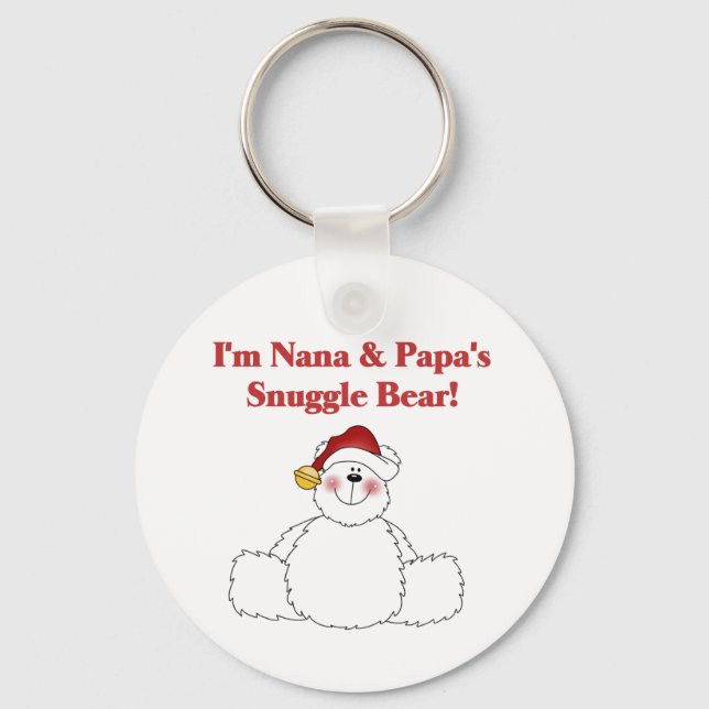 Nana and Papa's Snuggle Bear T-shirts and Gifts Keychain (Front)