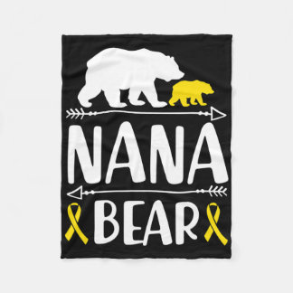 Nana Bear Childhood Cancer Awareness Grandma Of A Fleece Blanket