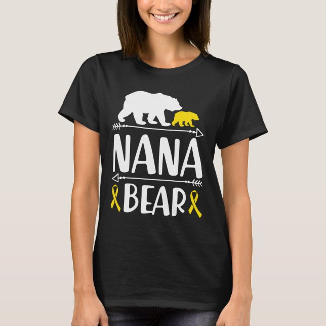 Nana Bear Childhood Cancer Awareness Grandma Of A  T-Shirt (Front)