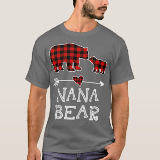 Nana Bear Christmas Pajama Red Plaid Buffalo Famil T-Shirt