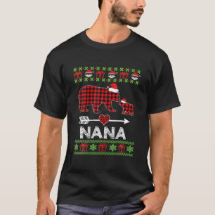 Nana Bear Santa Red Plaid Family Pyjamas For Chris T-Shirt