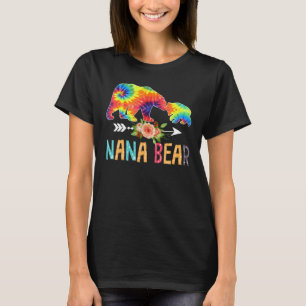 Nana Bear Tie Dye Floral Heart Grandma Bear Mothe T-Shirt