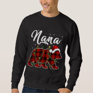 Nana Bear Xmas Red Plaid Matching Family Christmas Sweatshirt