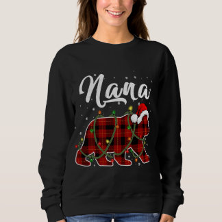 Nana Bear Xmas Red Plaid Matching Family Christmas Sweatshirt