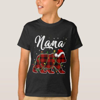 Nana Bear Xmas Red Plaid Matching Family Christmas T-Shirt