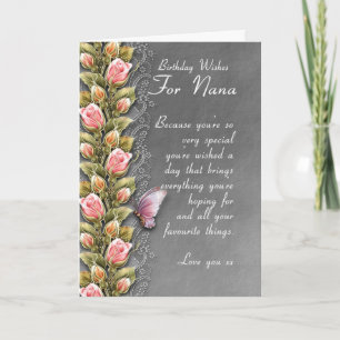 nana birthday card - birthday card with roses and