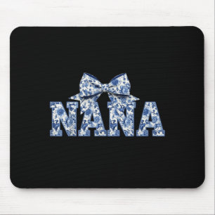 Nana- Blue White Chinoiserie Floral - Grandma Mouse Pad