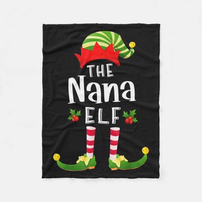 Nana Christmas Elf Matching Pajama X-mas Party  Fleece Blanket (Front)
