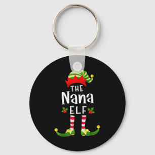 Nana Christmas Elf Matching Pajama X-mas Party Keychain
