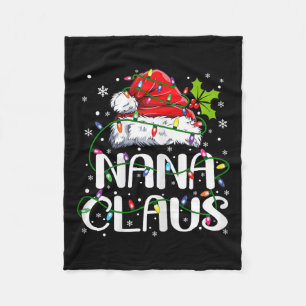 Nana Claus Christmas Lights Pajama Family Matching Fleece Blanket