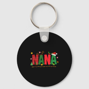 Nana Claus Christmas Lights Pajama Family Matching Keychain
