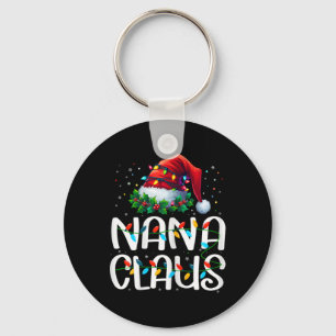 Nana Claus Christmas Lights Pajama Family Matching Keychain