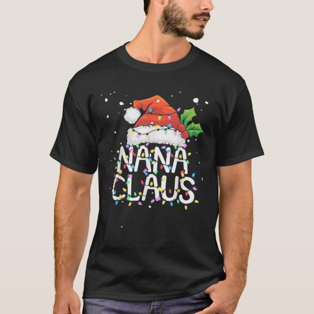 Nana Claus Christmas Lights Pajama Family Matching T-Shirt (Front)