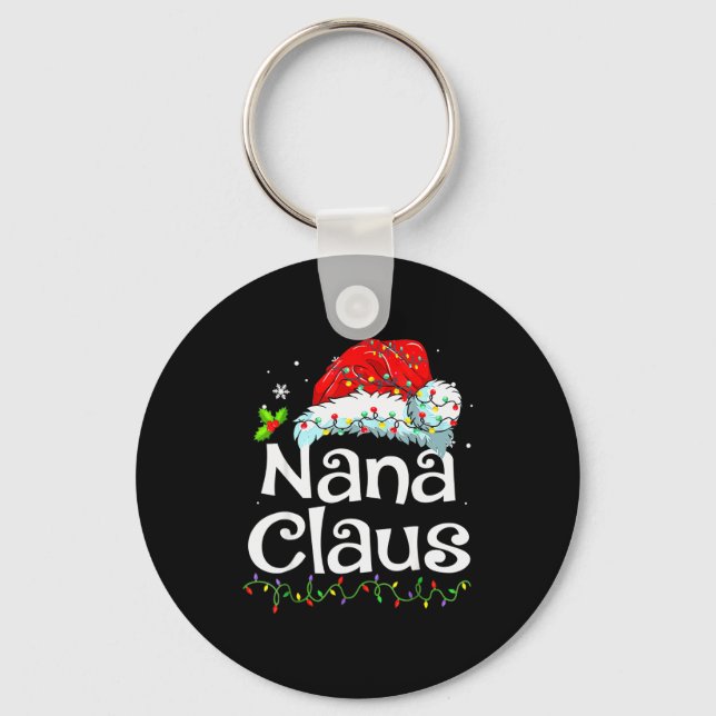 Nana Claus Christmas Pajama Family Matching Xmas L Keychain (Front)