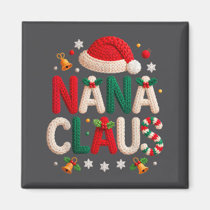 Nana Claus Knitted Design Grandma Pajama Family Ma Magnet