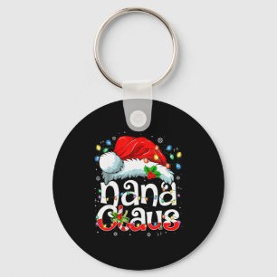 Nana Claus Shirt Christmas Lights Pajama Family Ma Keychain