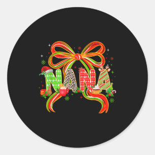 Nana Coquette Bow Christmas Pajamas Xmas Tree Coco Classic Round Sticker