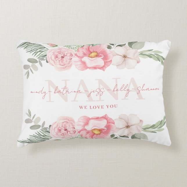 Nana Coussin Floral Personnalisé (Devant)