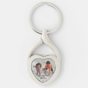 Nana Custom Grandchildren Photo Silver Heart Keychain