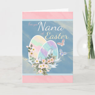 Nana Easter Card With Eggs And Flowers