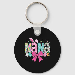 Nana Easter Coquette Bow Happy Easter Bunny Rabbit Keychain