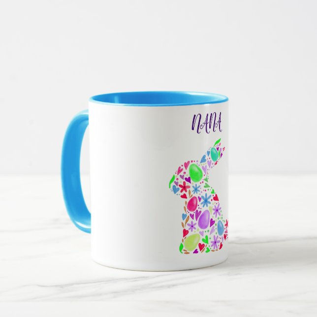 "NANA" EASTER EGG RABBIT IN PASTEL COLORS MUG (Front Left)