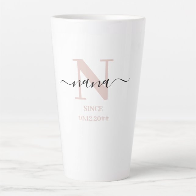 Nana Elegant Script Monogram Blush Pink Latte Mug (Front)